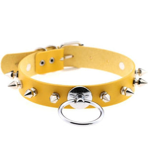 Gotisches farbiges Spike-Lederhalsband