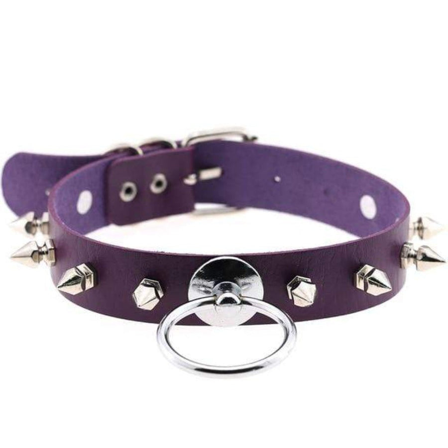 Gothic Colored Spiked Leather Collar, gallery view 5