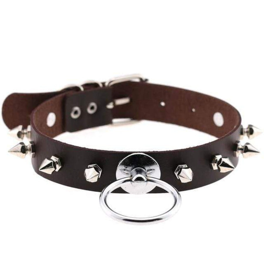 Gothic Colored Spiked Leather Collar, gallery view 7