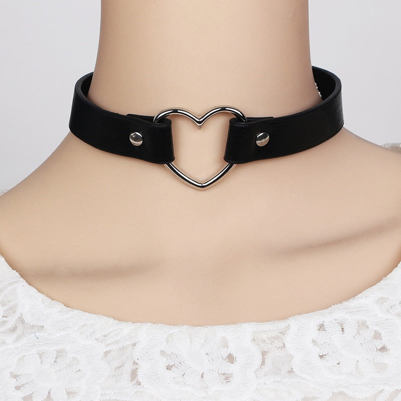 Heart Leather Collar BDSM, gallery view 16