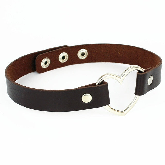 Heart Leather Collar BDSM, gallery view 2