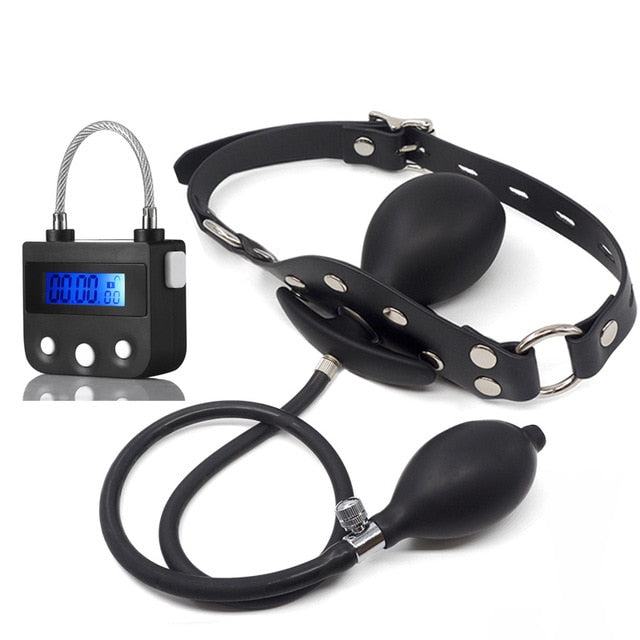Popular Inflatable Lockable Open Mouth Gag & Digital Timer Set, gallery view 3