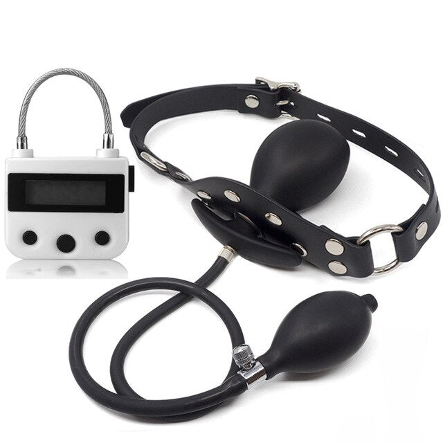 Popular Inflatable Lockable Open Mouth Gag & Digital Timer Set, gallery view 8