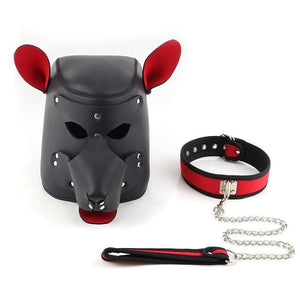 Obedience Training Leather Dog Hood BDSM