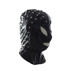 Studded Wet Look Leather Mask BDSM