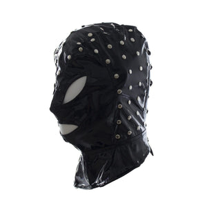 Studded Wet Look Leather Mask BDSM