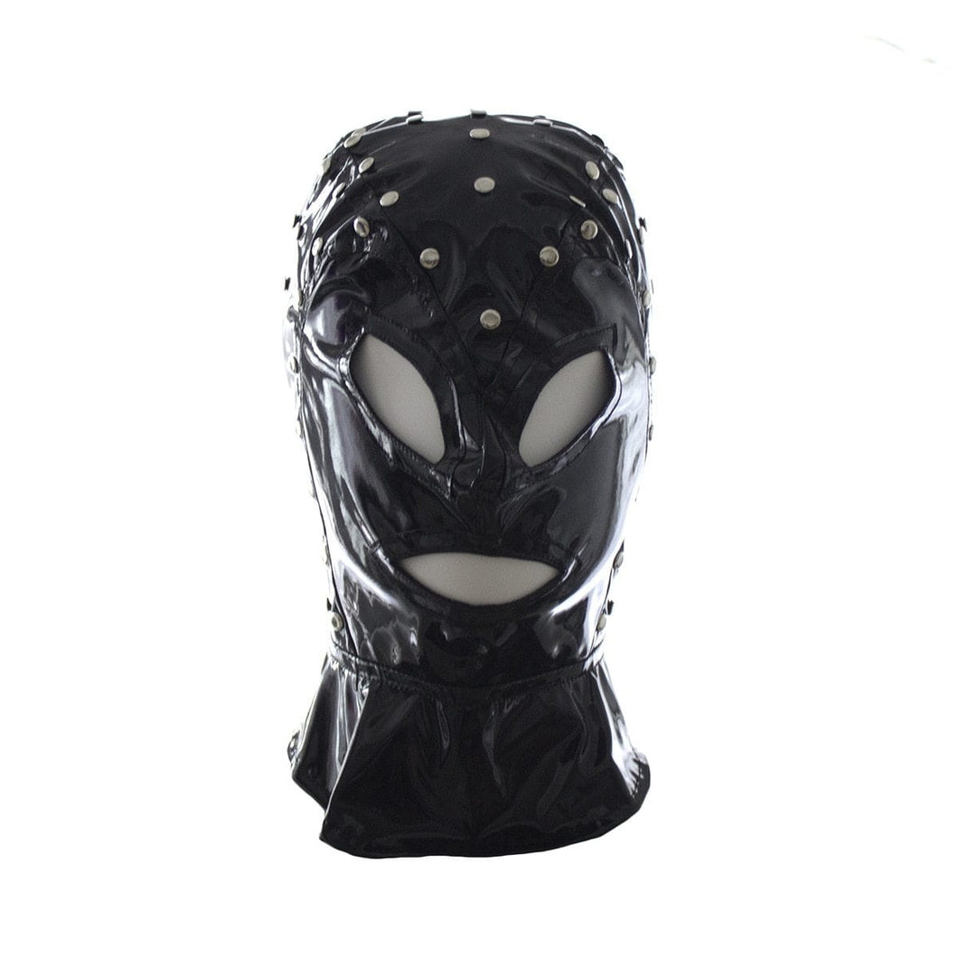 Studded Wet Look Leather Mask BDSM