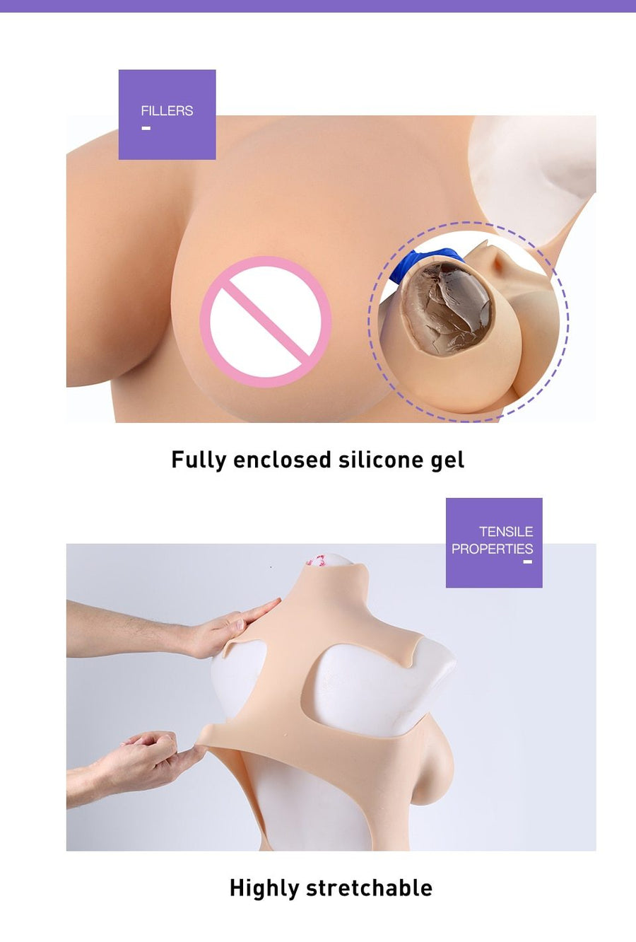Large Realistic Silicone Gel Breast Forms, gallery view 7