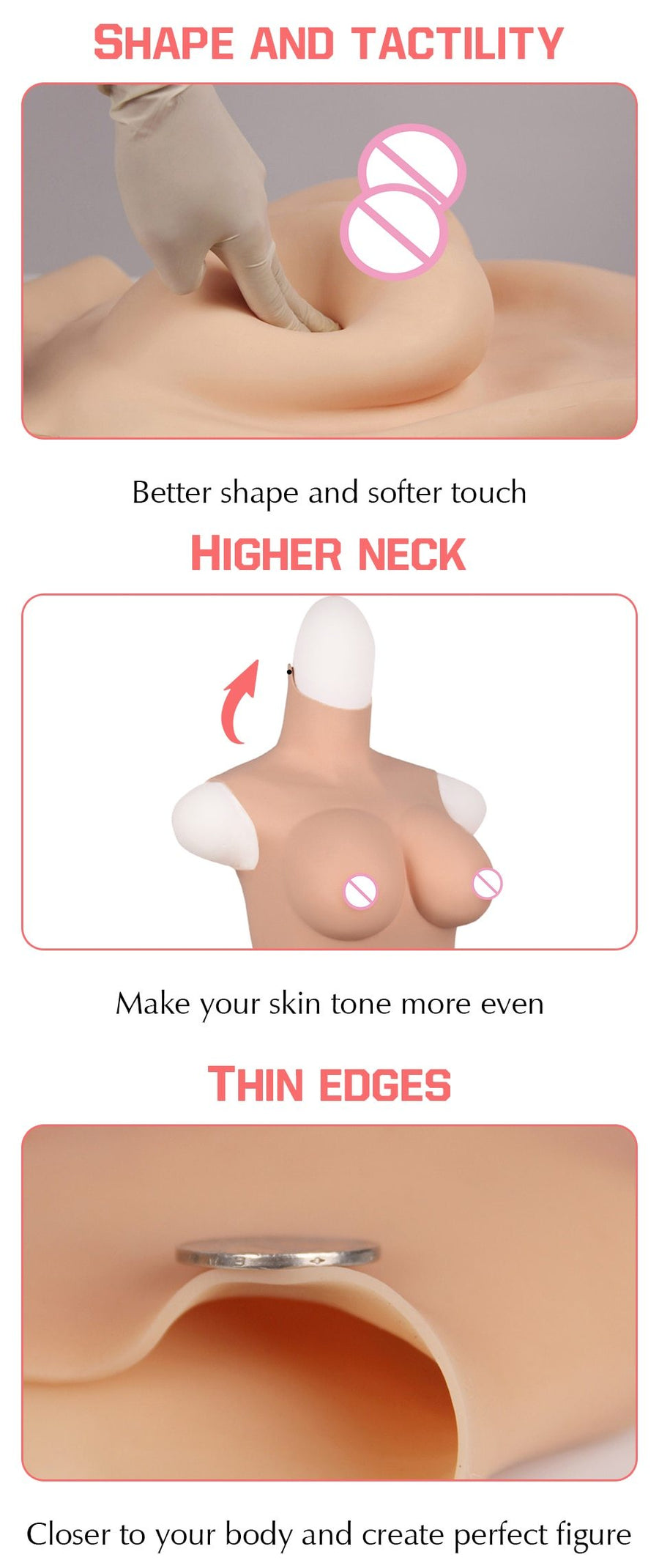 E Cup Silicone Breast Form Full Bodysuit, gallery view 7