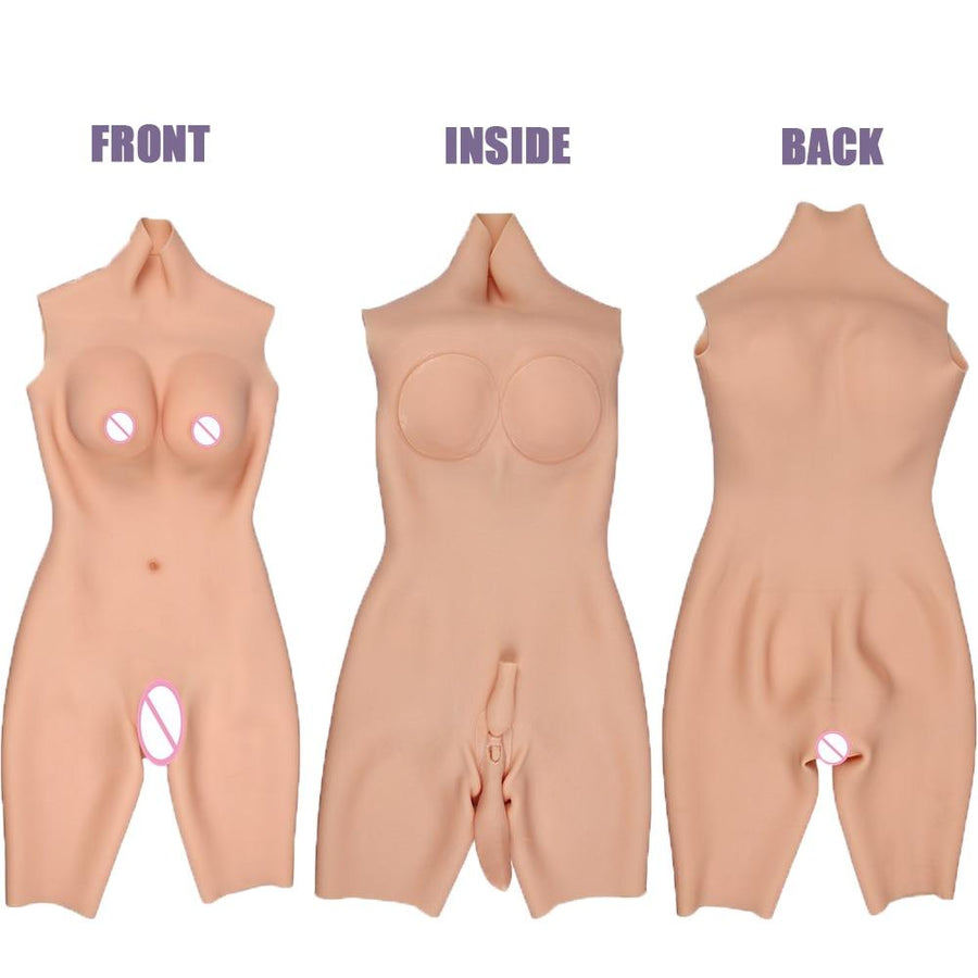 D Cup Silicone Breast Forms Full Bodysuit, gallery view 4