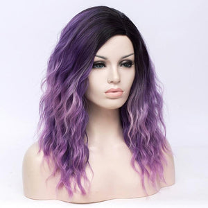 18 Inches Long Pink and Purple Wig