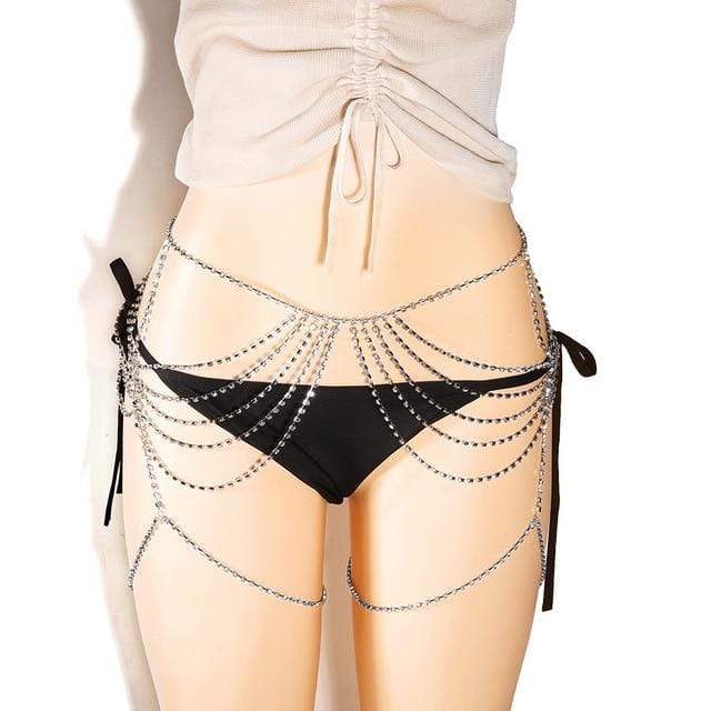 Erotic Bling Leg Body Chain BDSM, gallery view 2