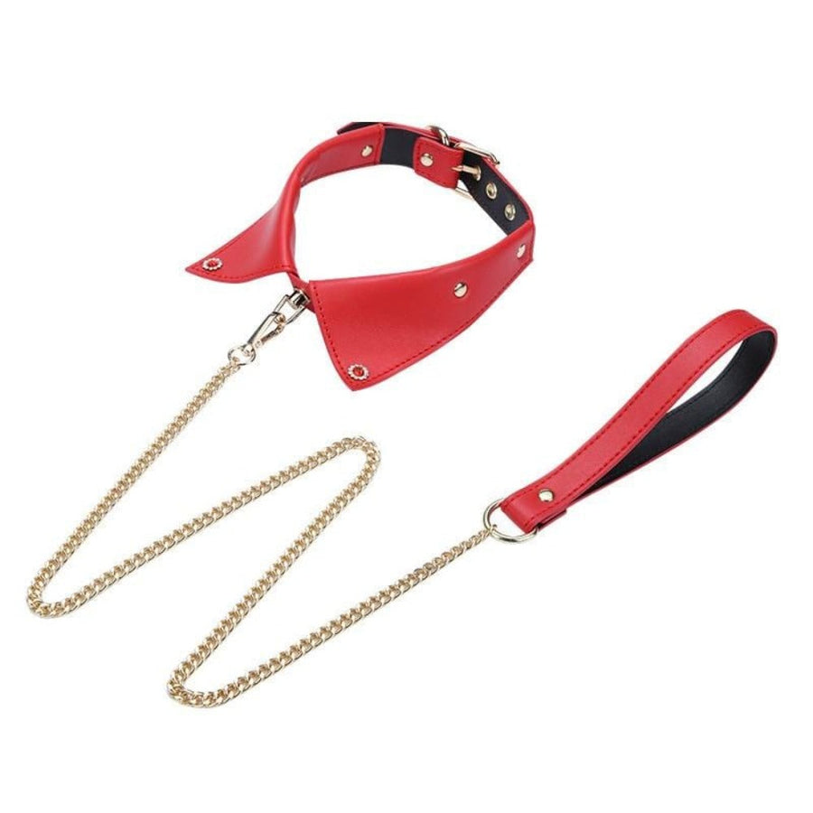 Modern Leather Tie Bondage Collar product view