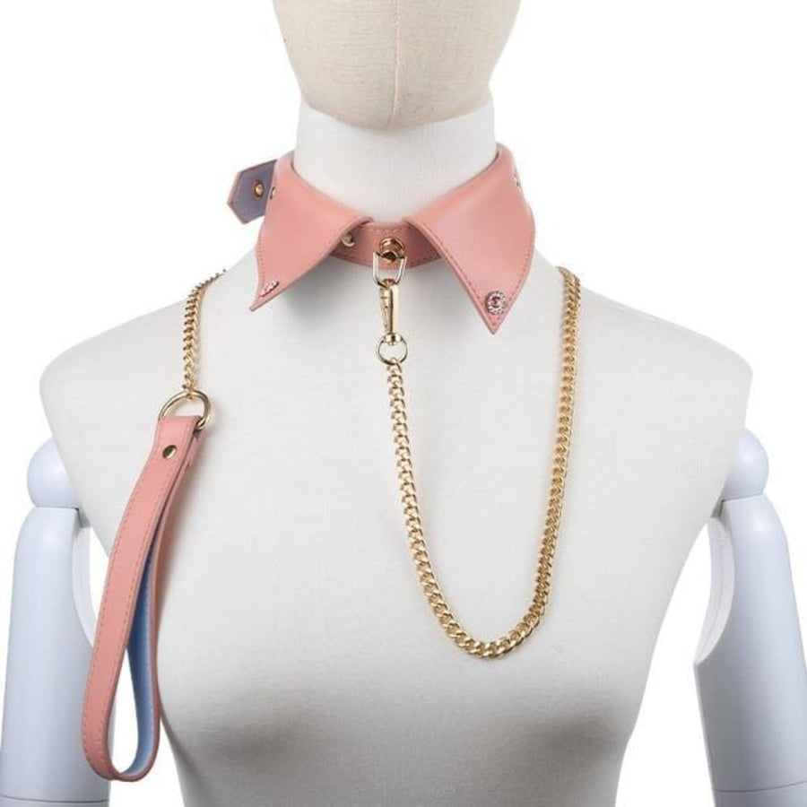 Modern Leather Tie Bondage Collar, gallery view 4