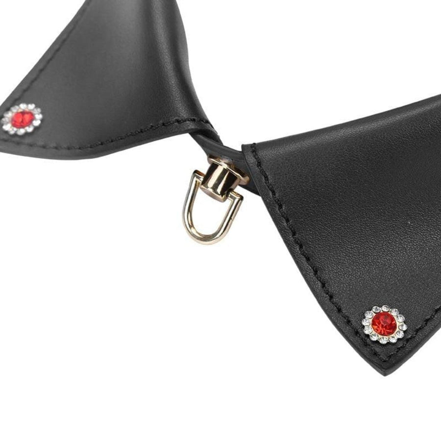 Modern Leather Tie Bondage Collar, gallery view 5