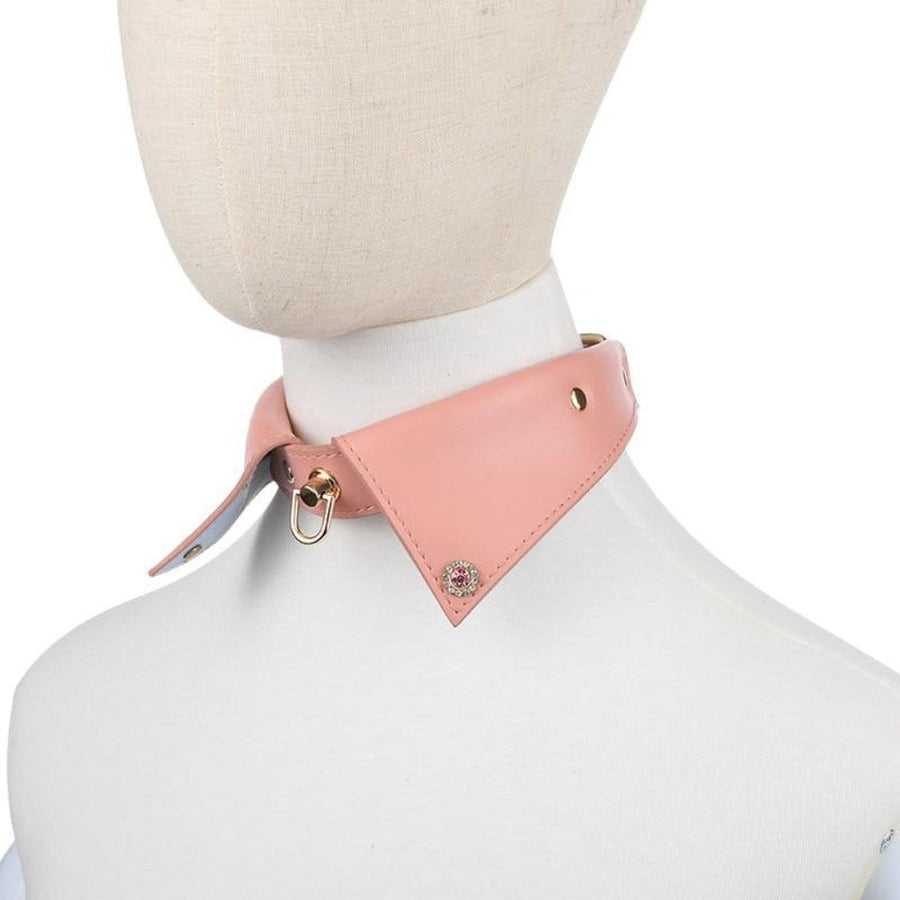 Modern Leather Tie Bondage Collar, gallery view 7
