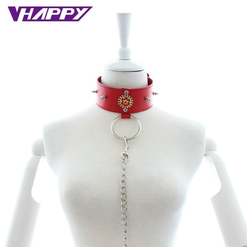 Red Spiky Gorgeous Locking Collar, gallery view 4