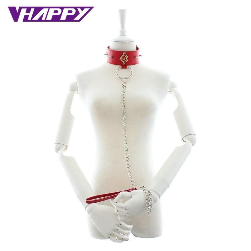 Red Spiky Gorgeous Locking Collar, gallery view 2