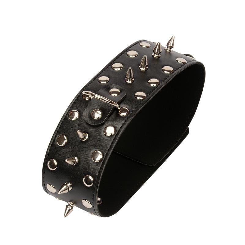 Spiked Rivets Leather Bondage Collar, gallery view 3