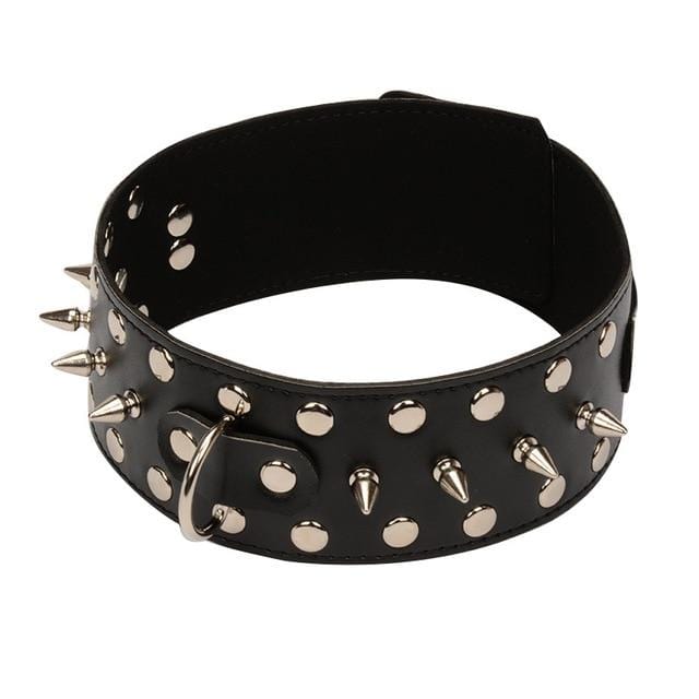 Spiked Rivets Leather Bondage Collar product view
