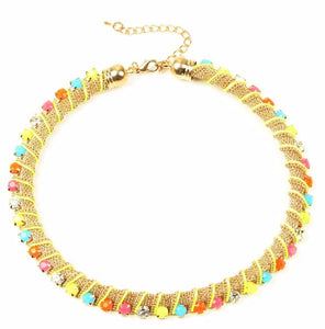 Jewel-Encrusted Choker Colorful Collar