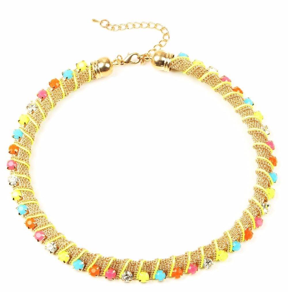 Jewel-Encrusted Choker Colorful Collar