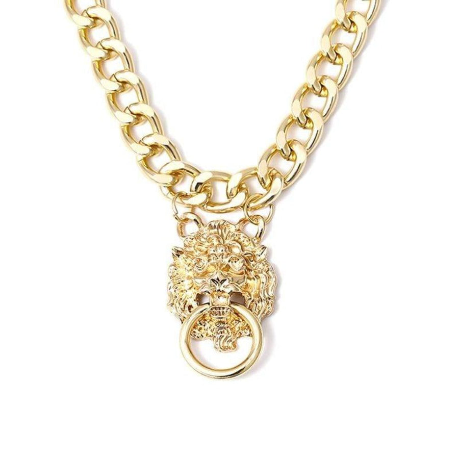 Lion Choker Golden Collar Necklaces, gallery view 3