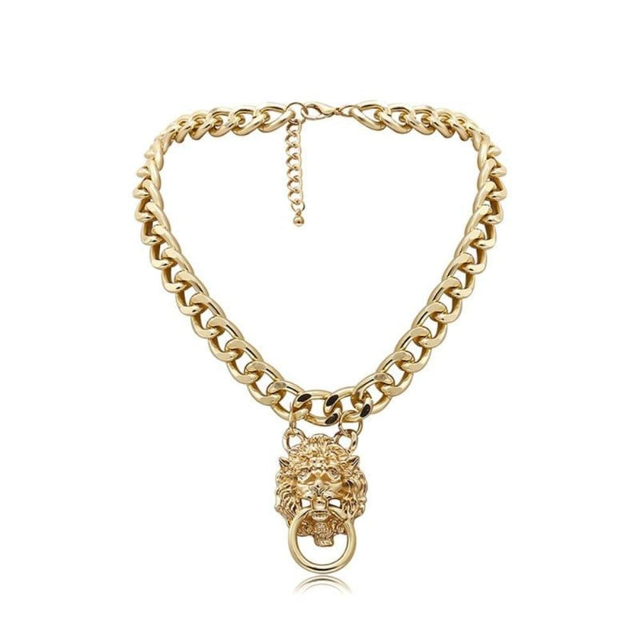 Lion Choker Golden Collar Necklaces, gallery view 2
