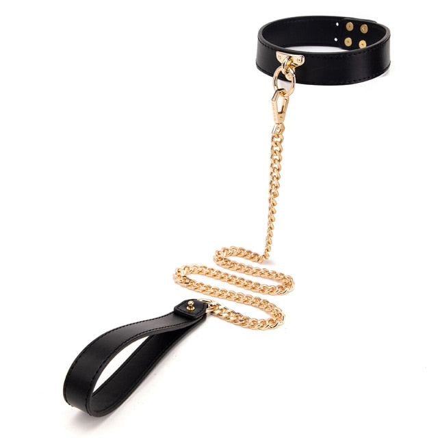 Genuine Leather BDSM Collar with Leash BDSM product view