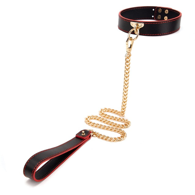 Genuine Leather BDSM Collar with Leash BDSM, gallery view 2