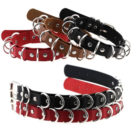 Dual Leather Handmade BDSM Choker product view