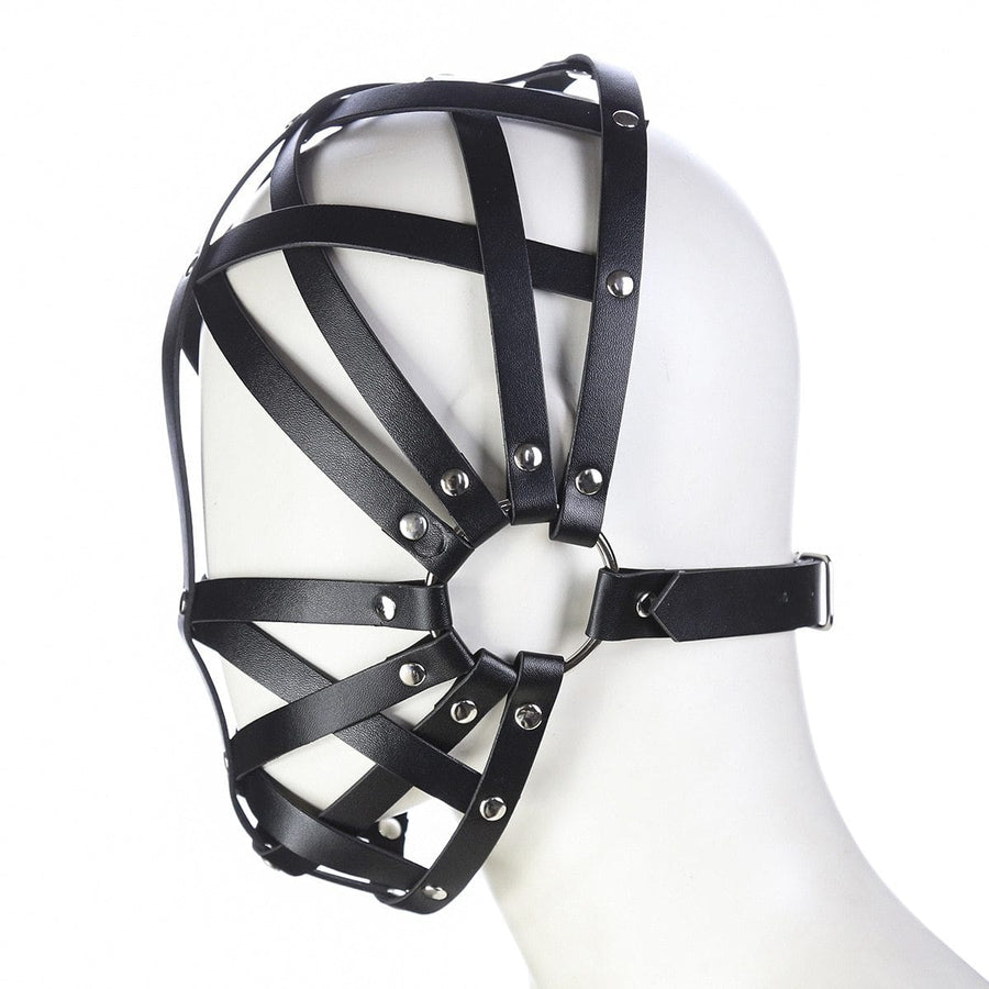 Leather Bondage Restraint Mask BDSM, gallery view 6