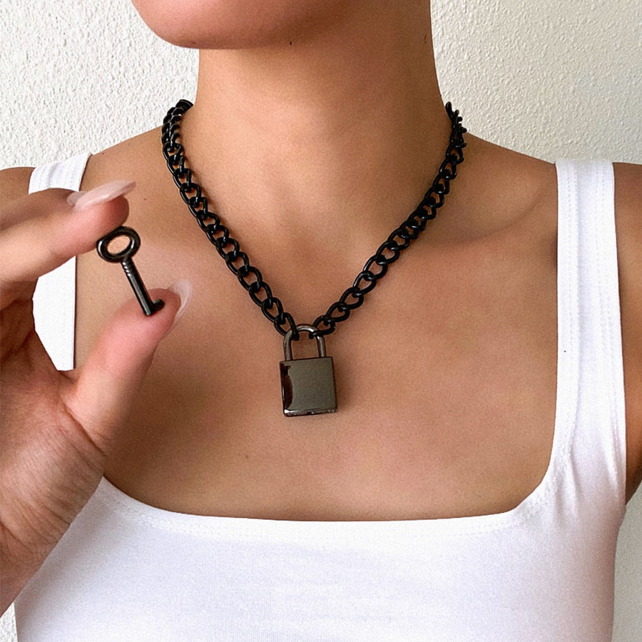 Submissive Padlock Necklace w/ Lock, gallery view 2