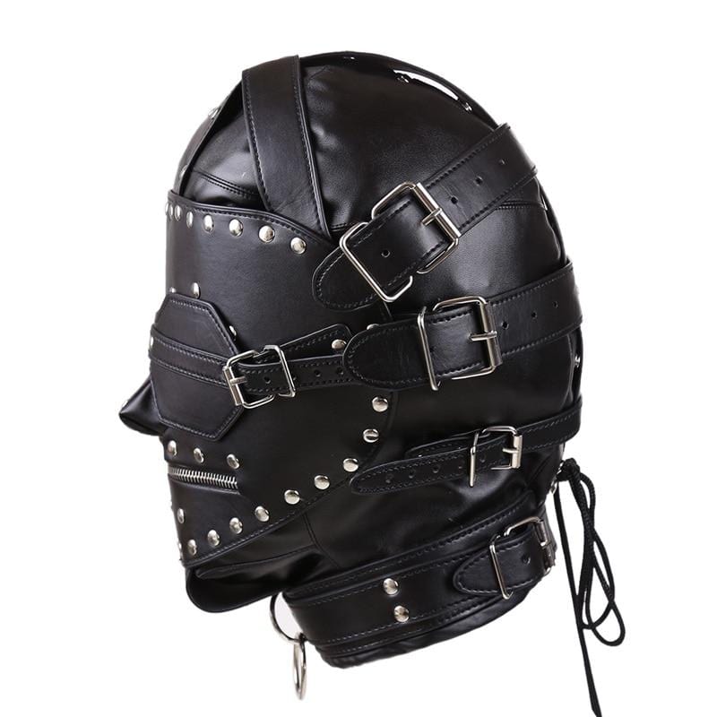 Total Blackout Padded Leather Mask BDSM, gallery view 3