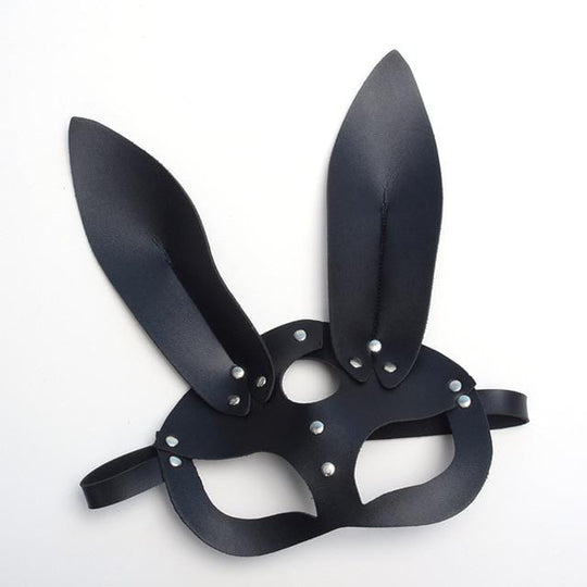 Sexy Black Leather Bunny Mask BDSM product view