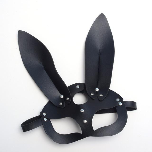 Sexy Black Leather Bunny Mask BDSM product view