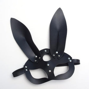 Sexy Black Leather Bunny Mask BDSM