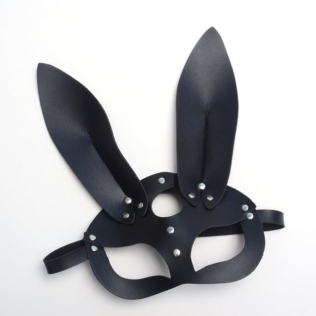 Sexy schwarze Leder-Hasenmaske für BDSM