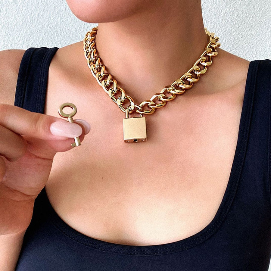 Submissive Slave Padlock Necklace BDSM DDLG, gallery view 2