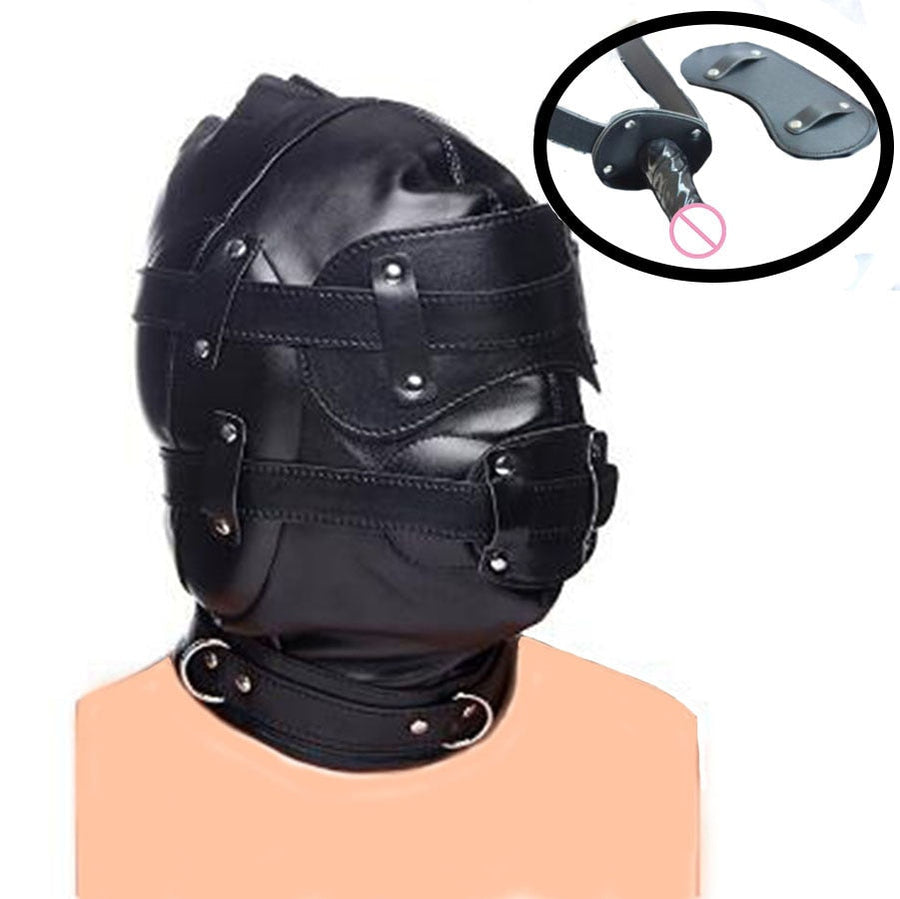 Leather Hood With Dildo Gag BDSM product view