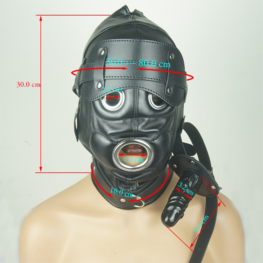 Leather Hood With Dildo Gag BDSM, gallery view 5