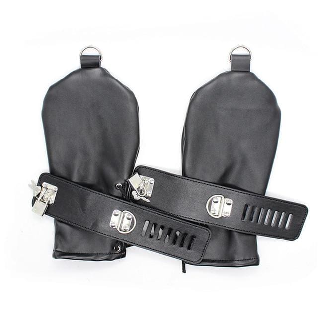 Stylish Leather Mitten Restraints BDSM, gallery view 2