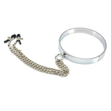 Lade das Bild in den Galerie-Viewer, Sissy-Sklavenhalsband mit Brustwarzenklemmen BDSM
