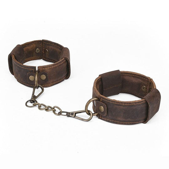 Old School Genuine Leather Cuffs BDSM product view