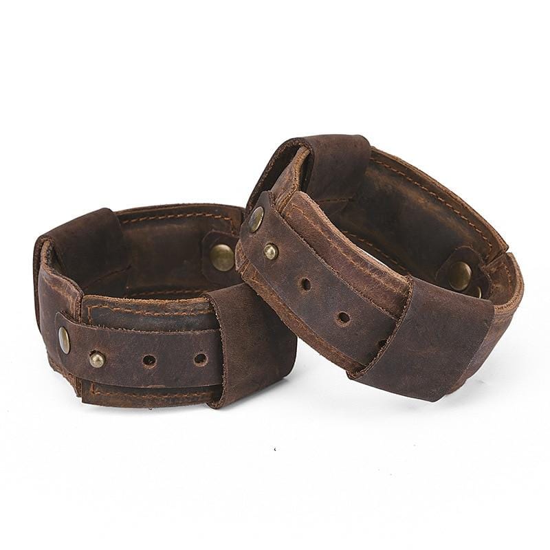 Old School Genuine Leather Cuffs BDSM, gallery view 2