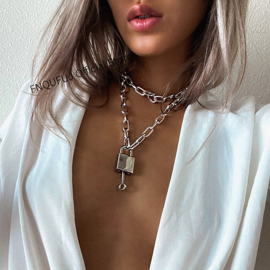 Submissive Necklace with Padlock BDSM DDLG, gallery view 2