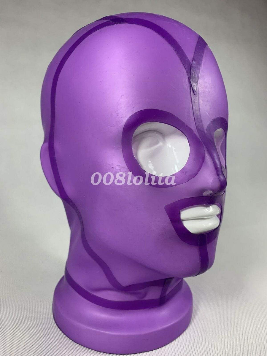 Royal Purple Latex Rubber Mask Helmet, gallery view 2