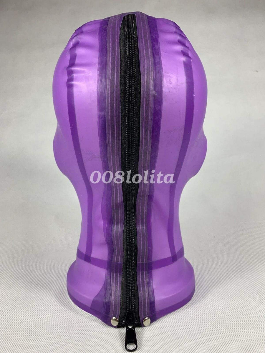 Royal Purple Latex Rubber Mask Helmet, gallery view 3