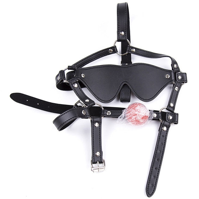 Sexy Muzzle Ball Gag Blindfold Harness, gallery view 4