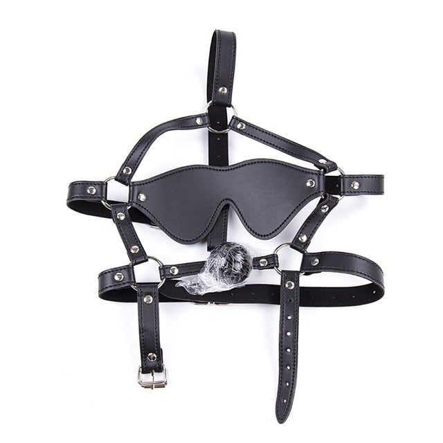 Sexy Muzzle Ball Gag Blindfold Harness, gallery view 5